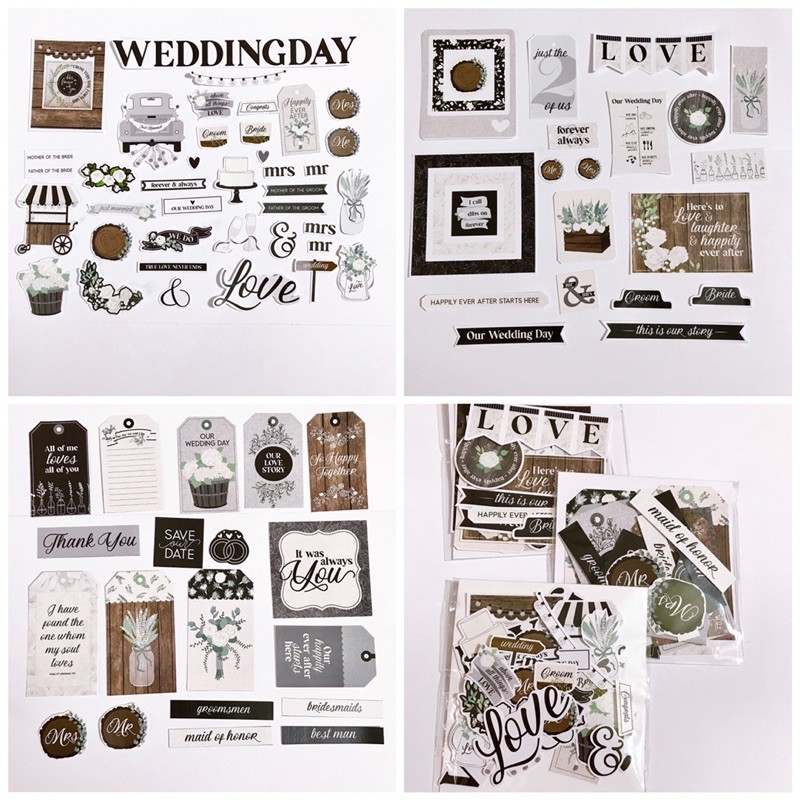 Die cut Sticker Wedding trang trí lovebox và scrapbook (cắt sẵn)