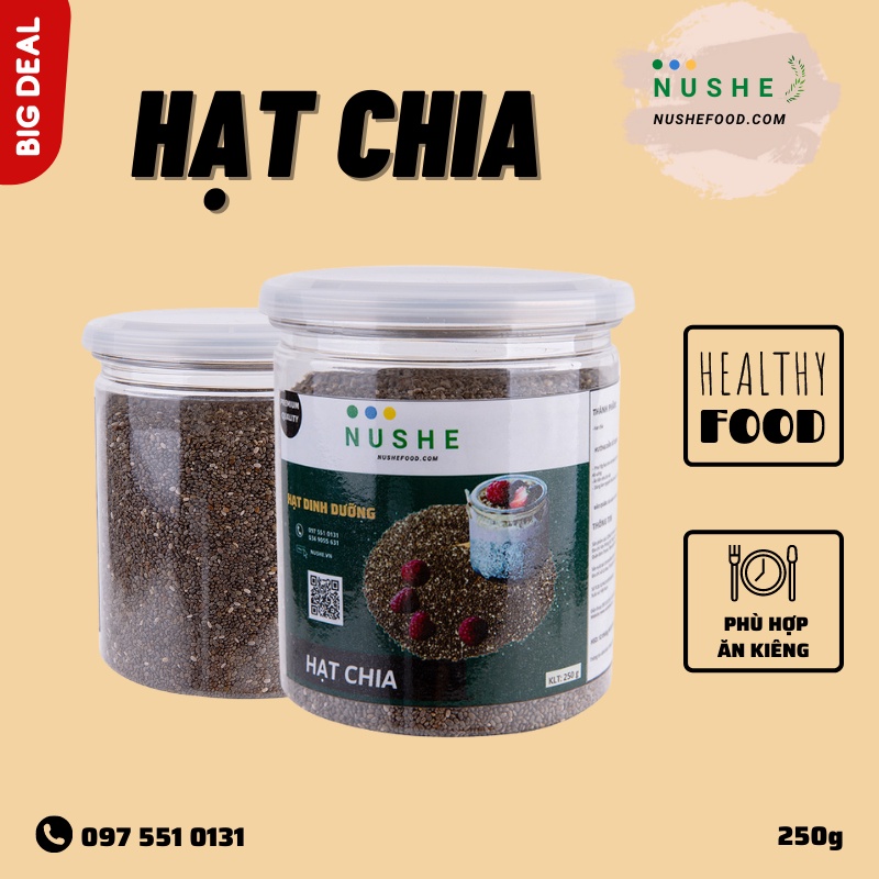 HẠT CHIA 250gr NUSHEFOOD, Nhập Khẩu Chính Hãng ÚC, Hạt Chia Giảm Cân Hàng Chuẩn Chất Lượng