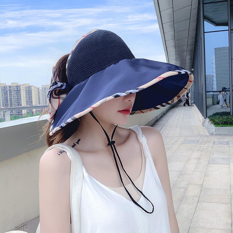 Mũ rộng vành hở chóp chống tia Uv thời trang mùa hè cho nữ