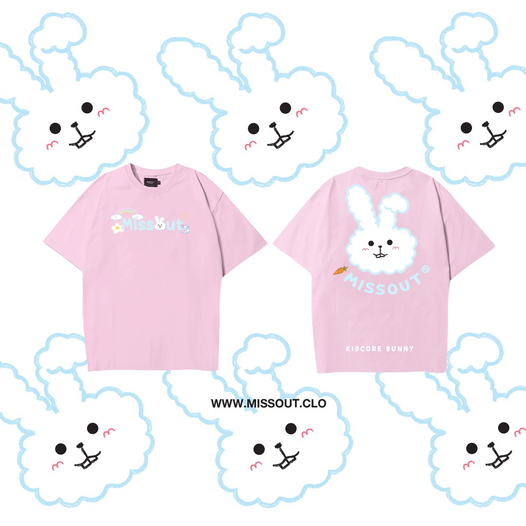 Áo Thun Tay Lỡ Streetwear thỏ con, Full tags tay và gấu áo - (V25)