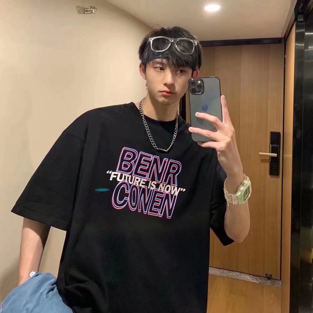 Áo Thun Tay Ngắn Dáng Rộng In Chữ Size M-8XL Phong Cách Hip Hop Thời Trang Mùa Hè Cho Nam