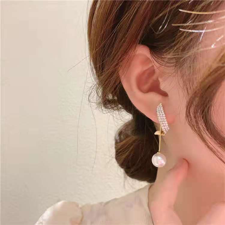 PINKDUDU Khuyên Tai Tua Rua Dài Đính Đá / Ngọc Trai Nhân Tạo Bằng Hợp Kim PD544
