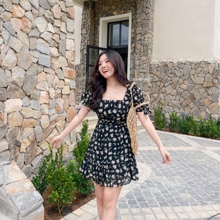 Đầm NANCY - Đầm cổ vuông nơ tay