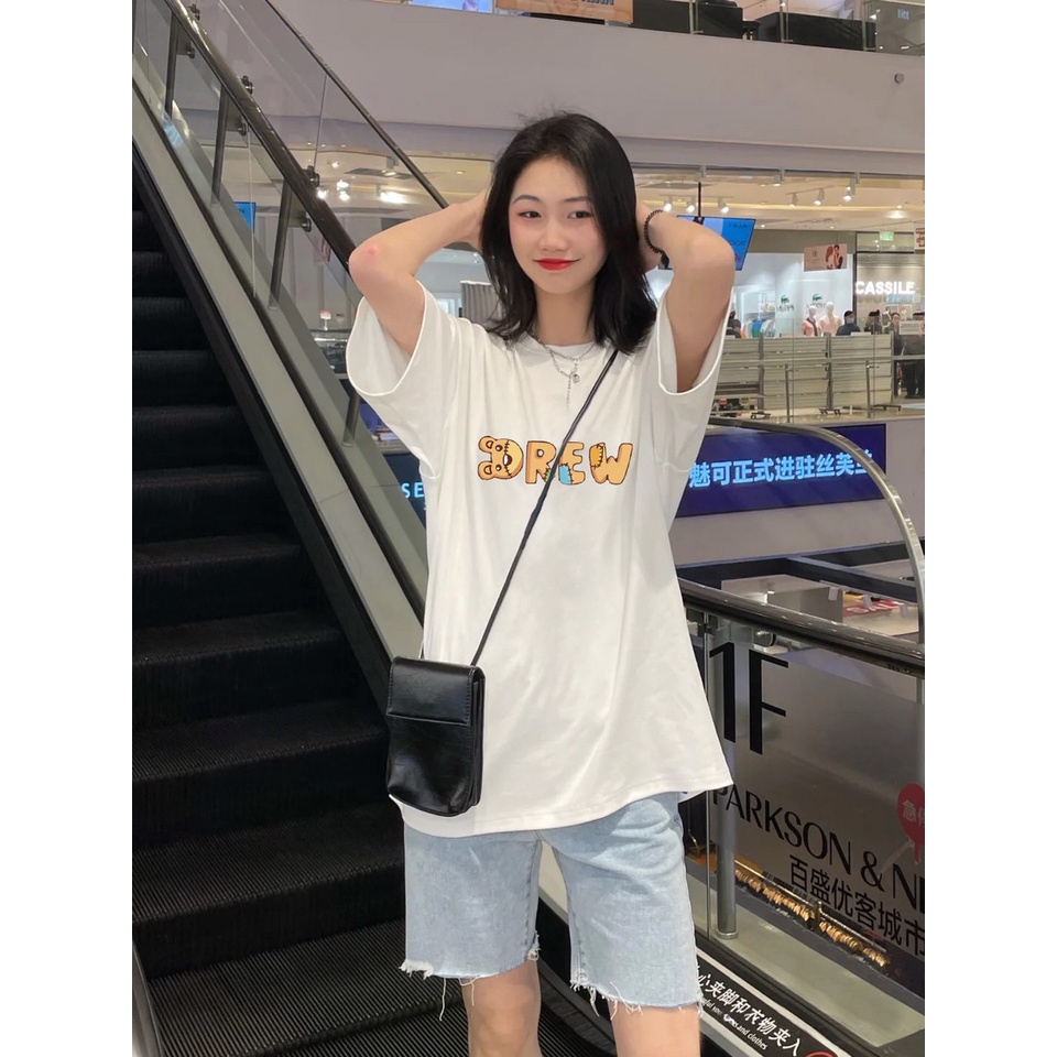 Áo thun unisex Drew bánh gấu Hàn Quốc nam nữ đều mặc được