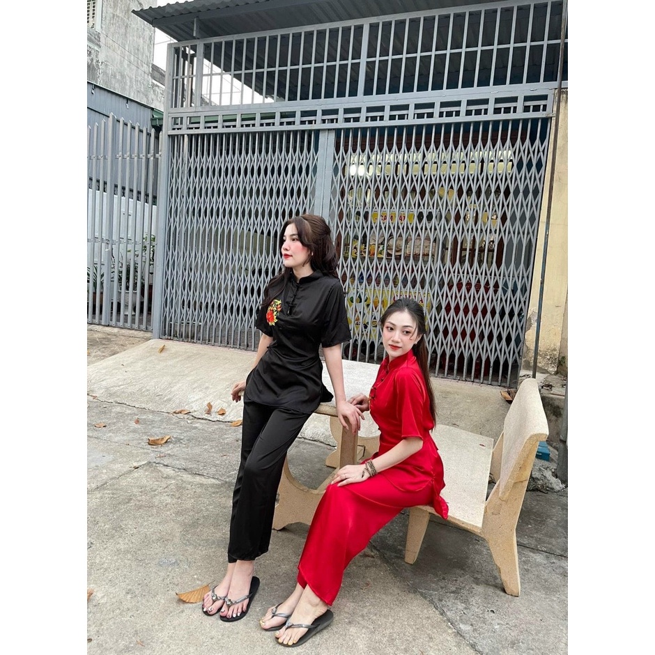 Đồ Lam Đi Chùa #Mẫu thêu hoa# Quần Áo Nữ