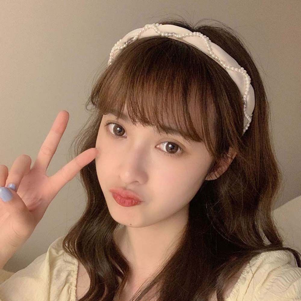 Cài tóc vải đính ngọc trai phong cách Hàn Quốc cổ điển cho nữ