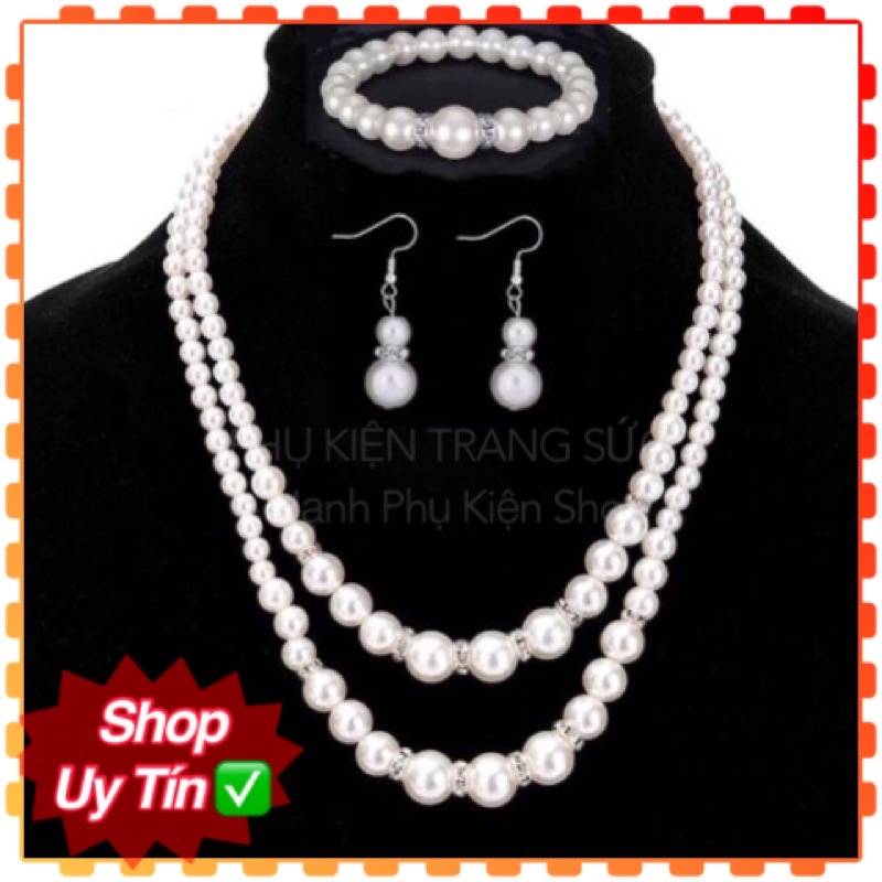 Bộ Trang sức giả hạt ngọc trai(ảnh thật cuối)