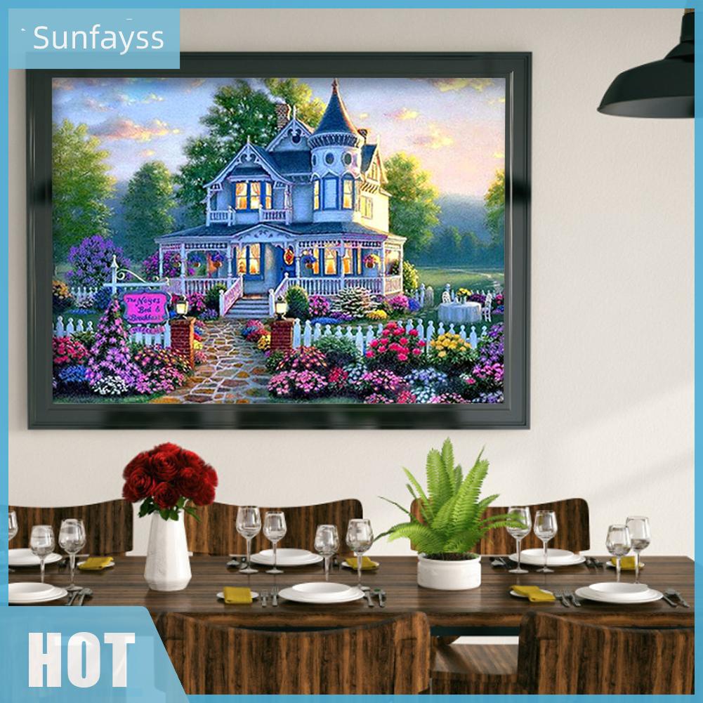 Bộ Tranh Thêu Chữ Thập Tự Làm Hình Phong Cảnh Trang Trí Sân Vườn