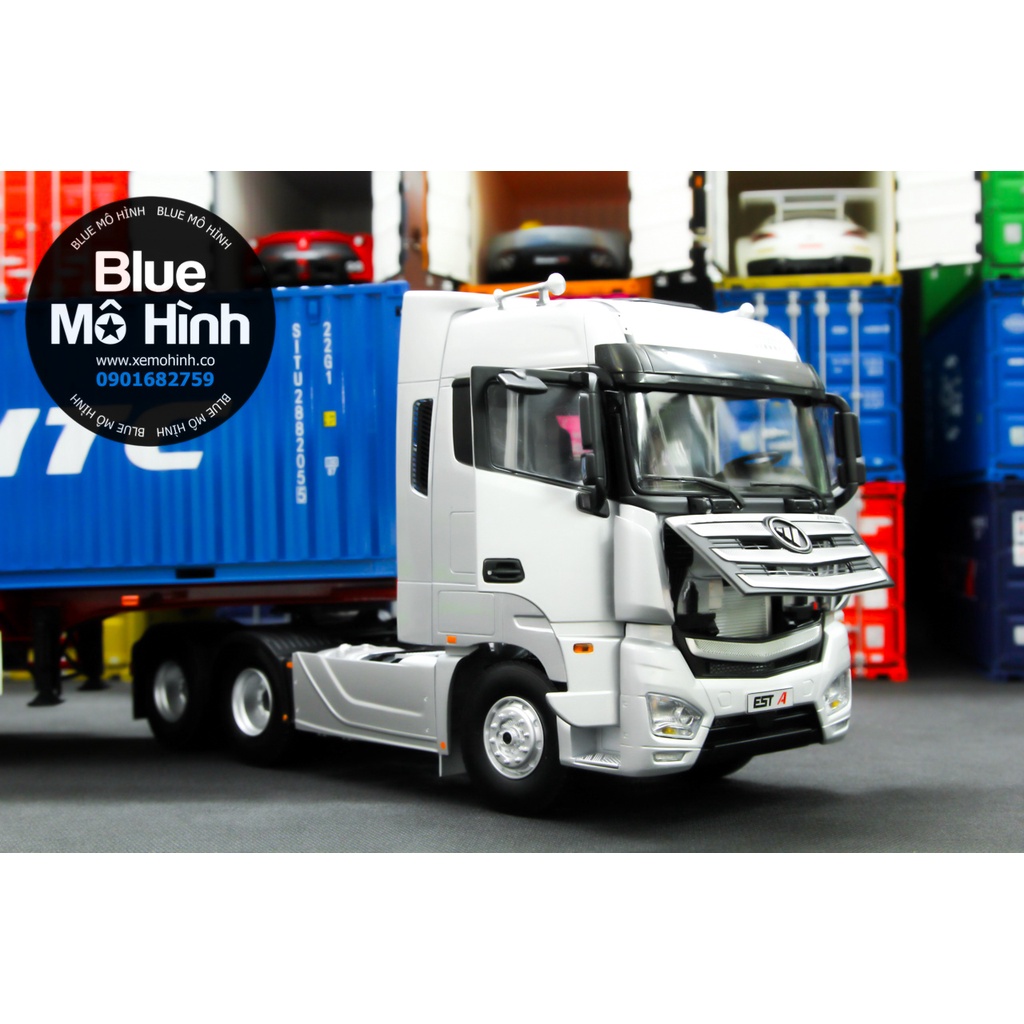 Blue mô hình | Xe mô hình container xe đầu kéo Foton Truck 1:24