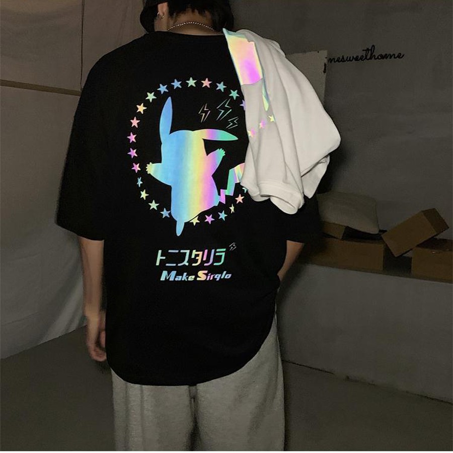 Áo thun phản quang 7 màu tay lỡ nam nữ PIKACHU03