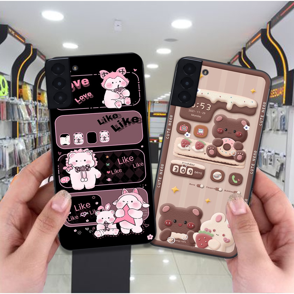 Ốp Samsung S21 / S21 FE / S21 Plus / S21+ bộ hình gấu , thỏ hồng cute dễ thương giá rẻ siêu bền