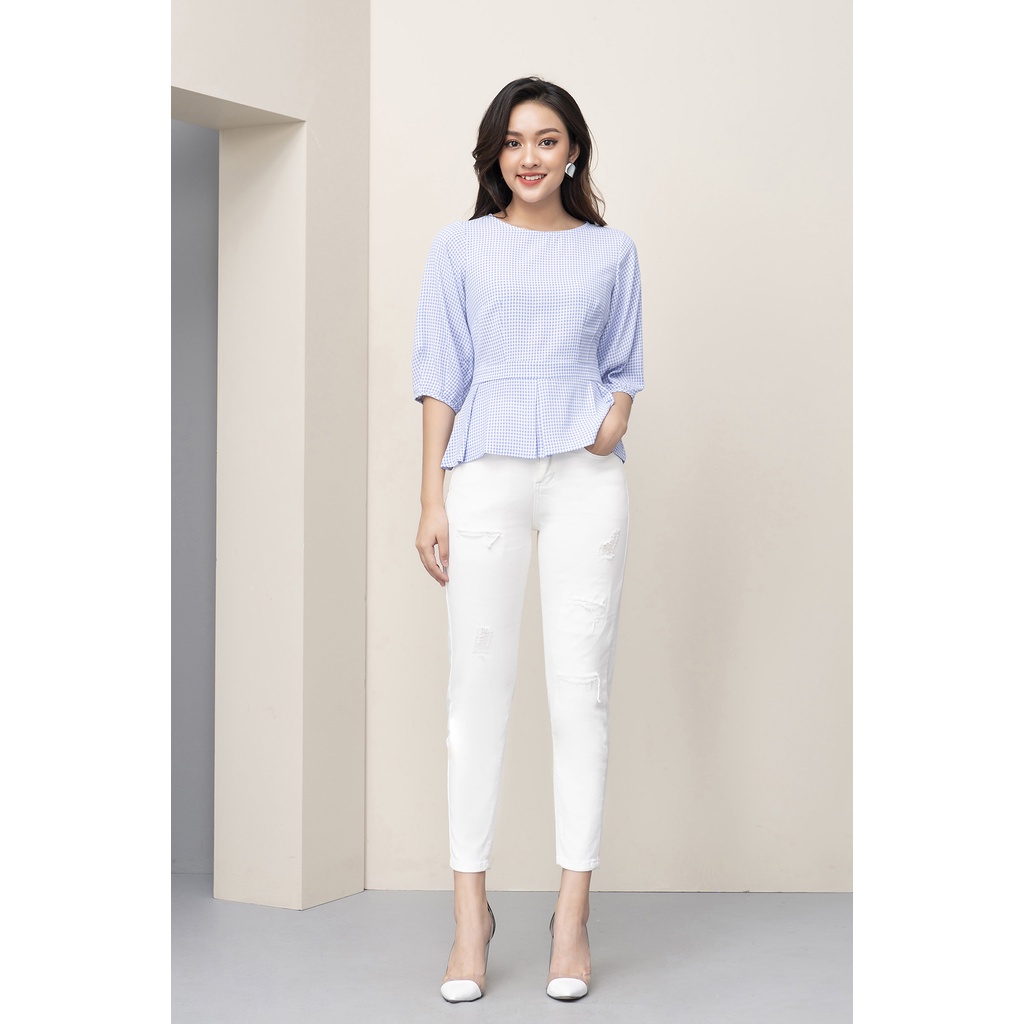 Áo Sơ Mi Nữ Kiểu Tay Lửng Có Bo Eo LUPERI LFSM1181 Chất Liệu Tơ Sống Cao Cấp Cho Nữ Công Sở