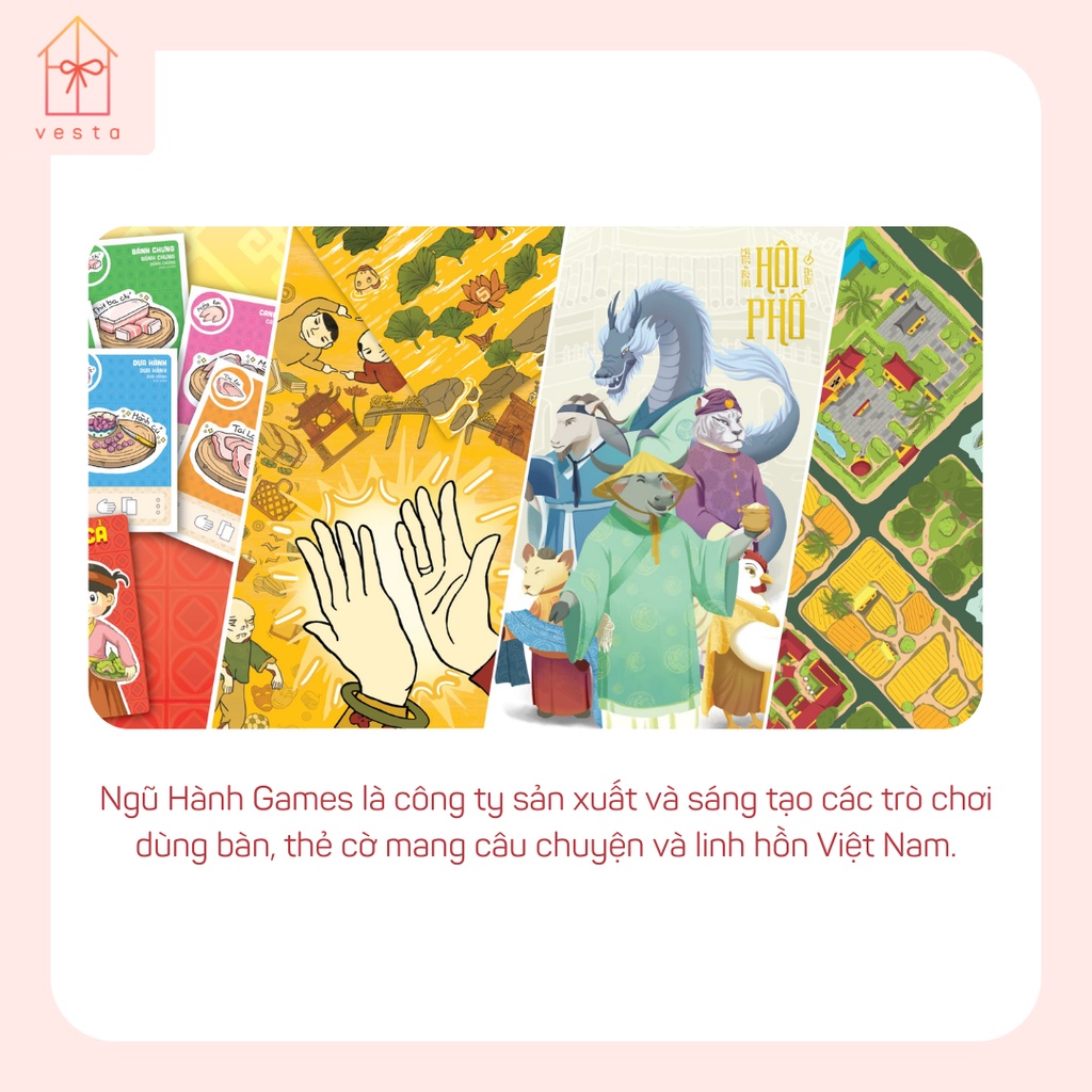 Bộ board game Ăn Ý, bộ trò chơi thẻ bài chủ đề văn hoá Việt Nam đương đại cho hội nhóm bạn bè và gia đình 4-8 người