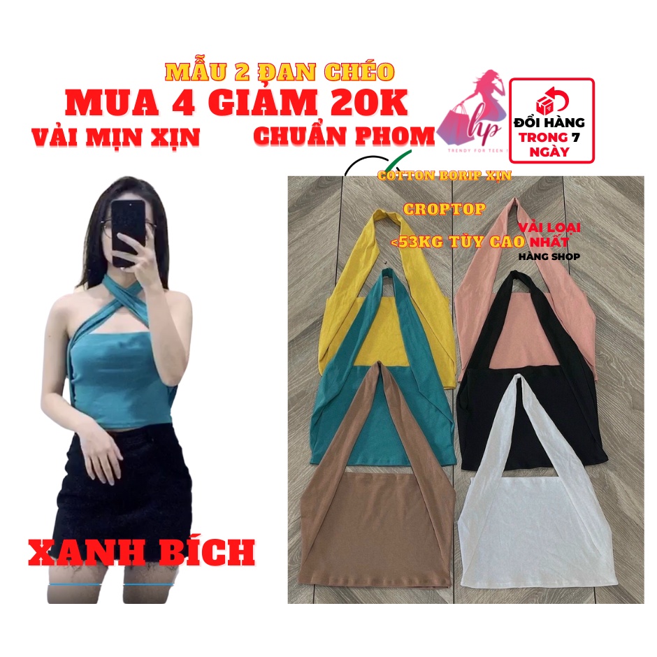 Áo kiểu yếm choàng cổ đan xéo croptop nữ đẹp ôm body hở lưng cực sexy mẫu mới thời trang 2021