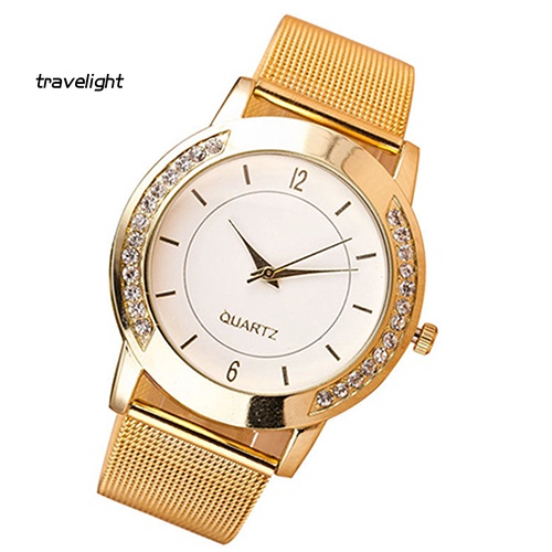 Đồng Hồ Đeo Tay Bằng Thép Không Gỉ Đính Đá Thời Trang Dành Cho Nữ