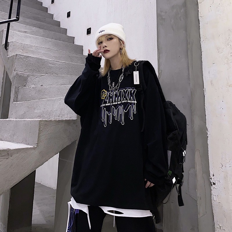 Áo thun tay dài form rộng ZHMXK NEKO.SG, Áo thun Streetwear ulzzang SWT26 NoBrand