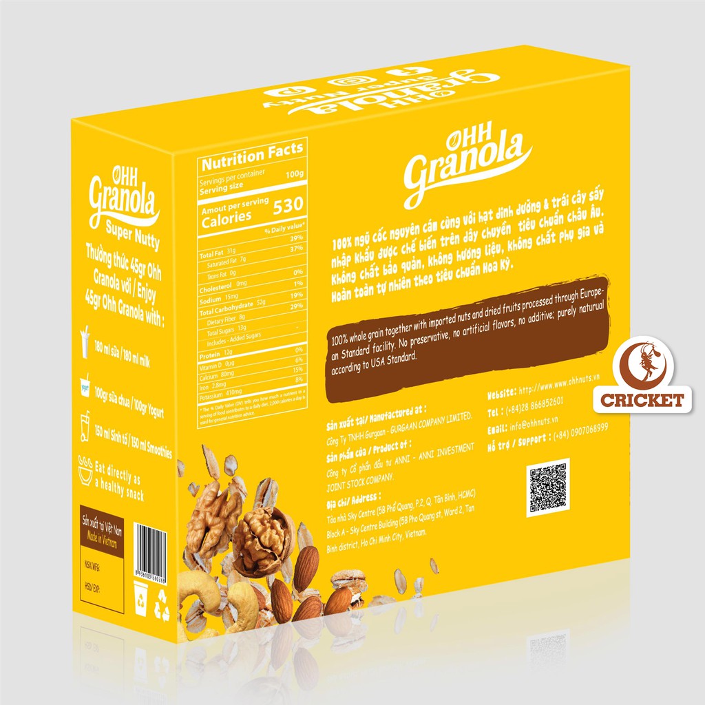 [ Super Nutty] Ngũ cốc trái cây Ohh Granola Hộp 250g - Ngũ cốc dinh dưỡng cao cấp, hỗ trợ ăn kiêng.