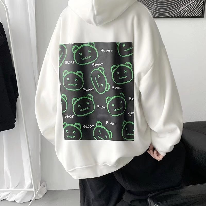 Áo hoodie tay dài dáng rộng in họa tiết thời trang mùa thu mới trẻ trung dành cho nam