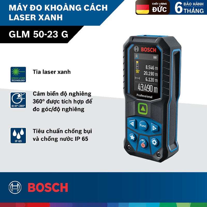 {Chính Hãng} Máy đo khoảng cách laser tia xanh Bosch GLM 50-23 G (bảo hành toàn quốc)
