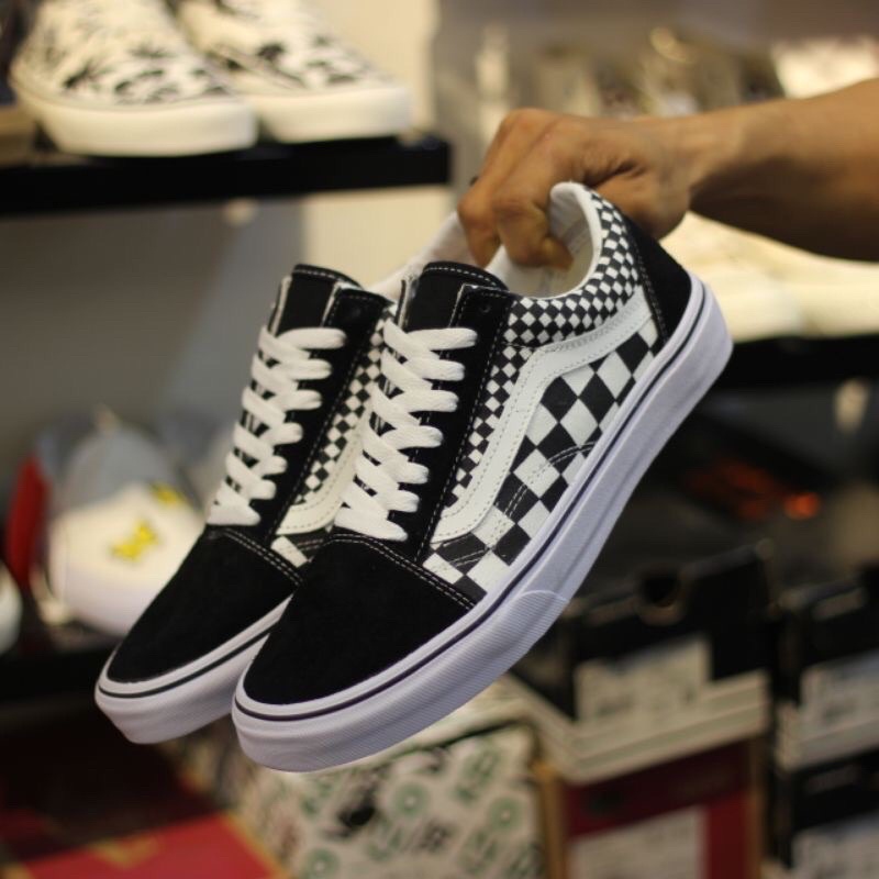 Giày thể thao nam nữ vans old skool caro đen trắng thời trang