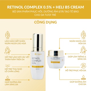 Combo phục hồi da Retinol Complex 0.5% + Heli B5 Cream Huyền Phi