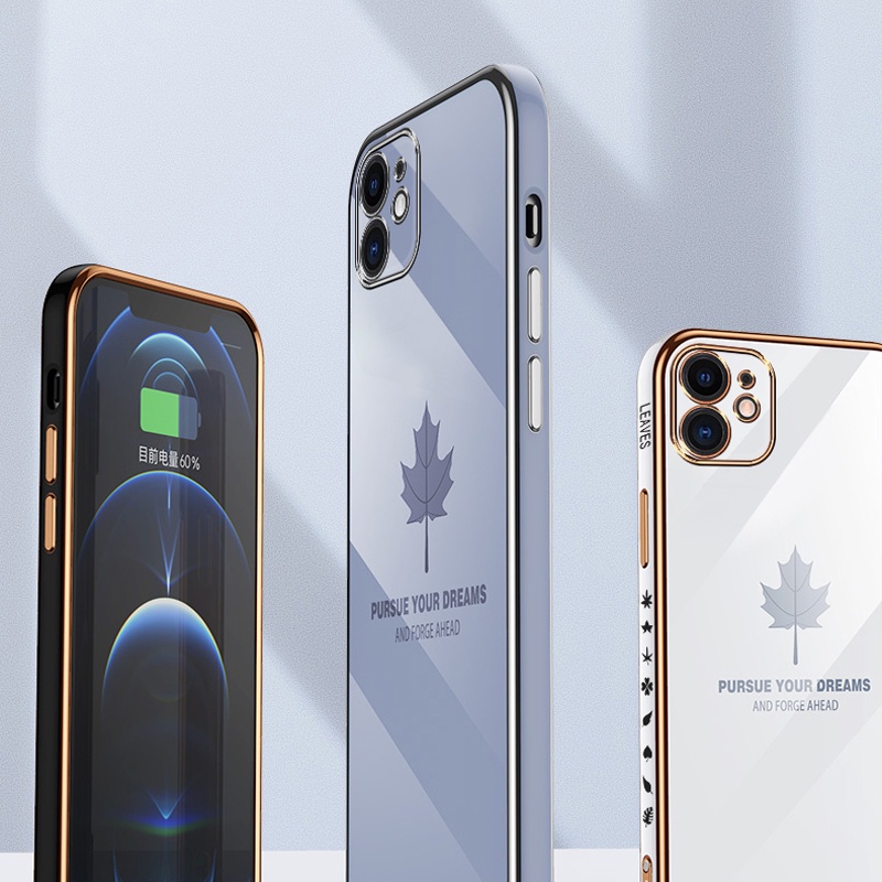 Ốp điện thoại Koosuk mạ in lá phong mặt hông thời trang cho iPhone 12 11 Pro Max