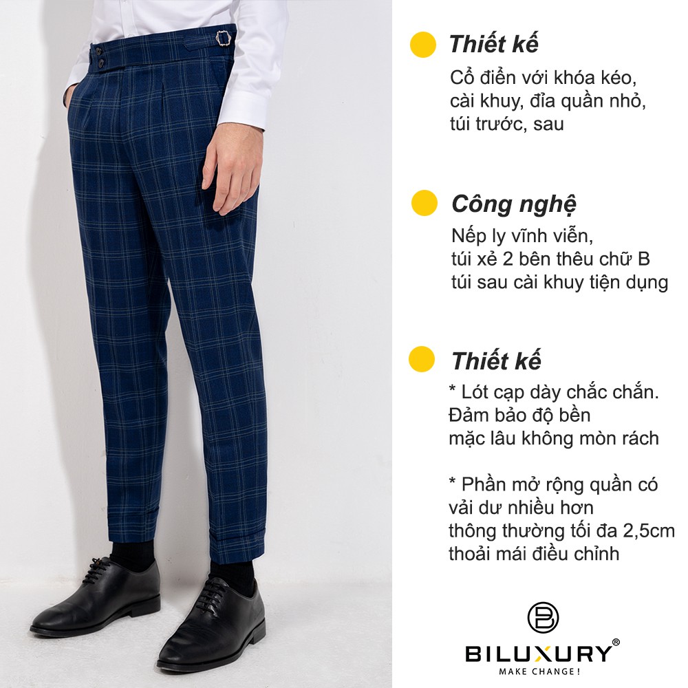 Quần âu nam Biluxury kiểu dáng trẻ trung caro kẻ cao cấp lịch lãm quý ông 4QAUT001TTS | BigBuy360 - bigbuy360.vn