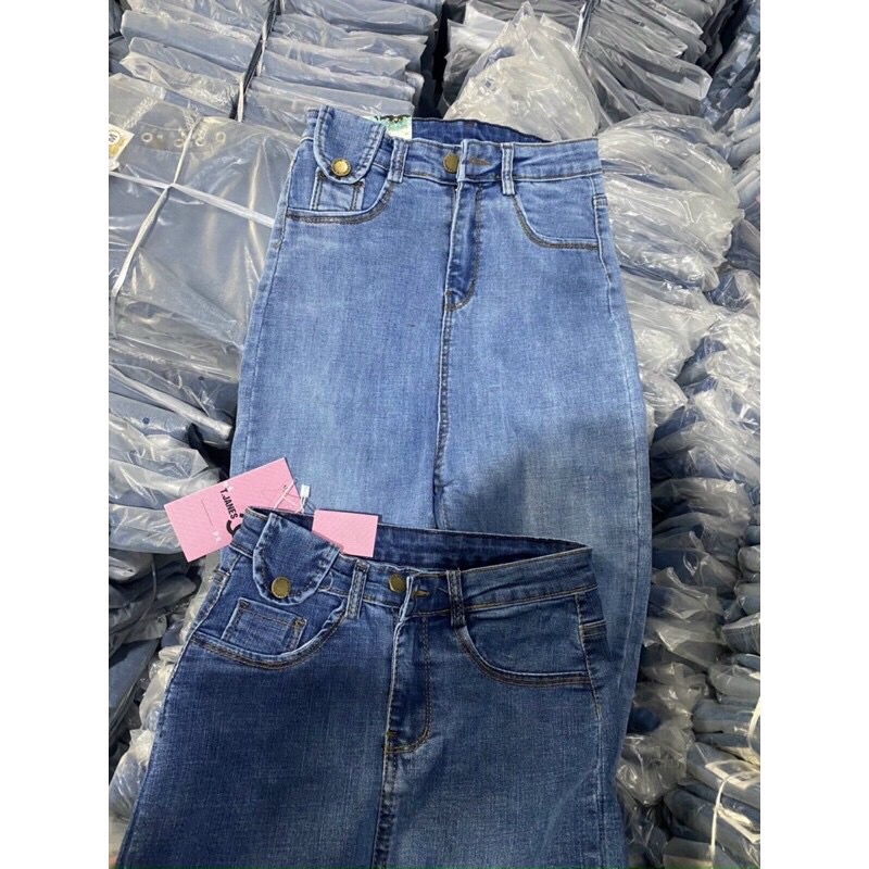 [ Từ 58kg-97kg] Quần Bò BigSize Cạp Cao Phối Nắp Túi Lưng Cao Trên Rốn, Co Giãn Mạnh - Quần Skinny Lưng Siêu Cao