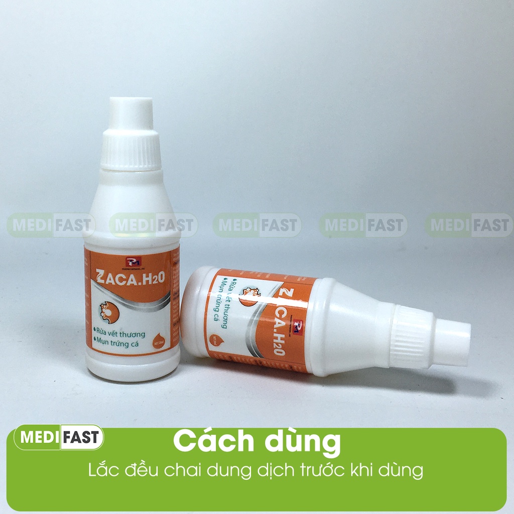 Nước sát trùng Zaca H2O, rửa vết thương hở ngoài da, mụn trứng cá, sơ cứu chầy xước tay chân cồn xát khuẩn