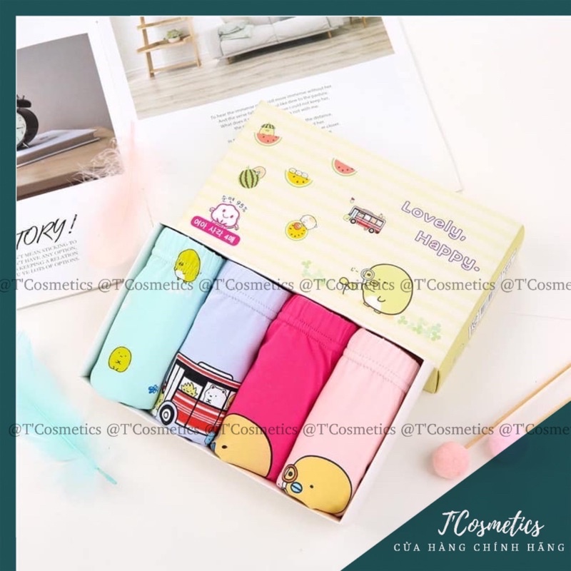 Set 4 Quần Lót Trẻ Em Dạng Boxer Mẫu Happy Lovely Vàng