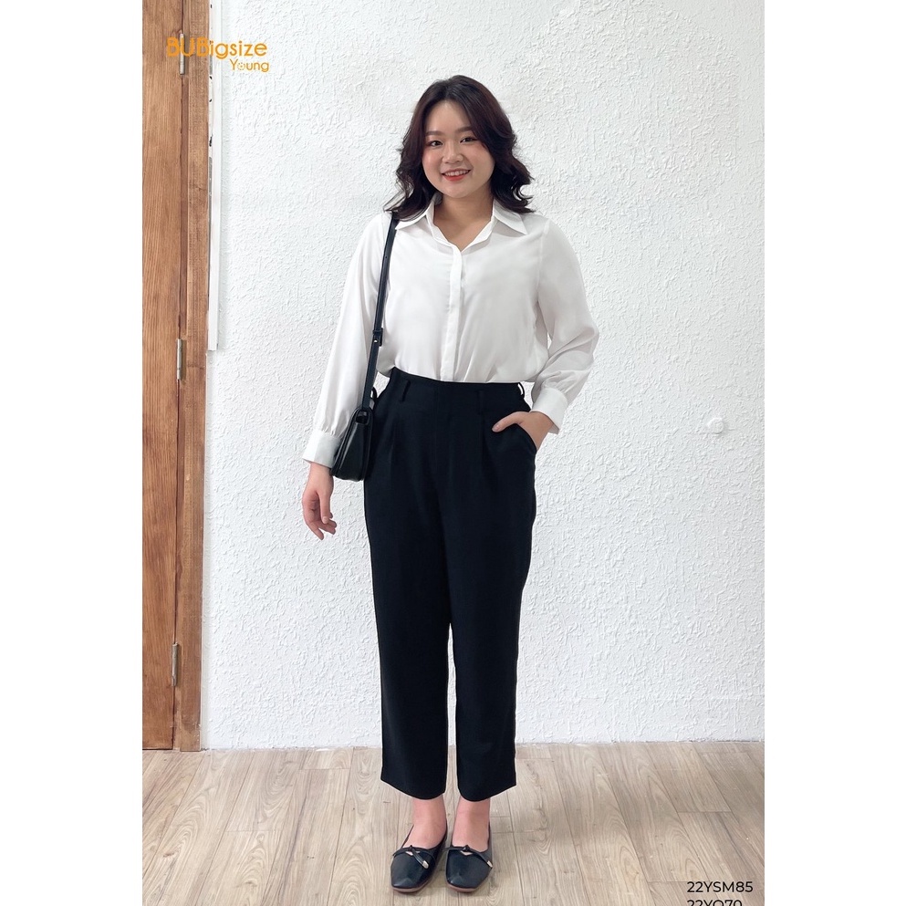 Quần baggy nữ thiết kế túi V khuy cài BIGSIZE (55kg đến 95kg) - 22YQ70 - [BU Bigsize Young]