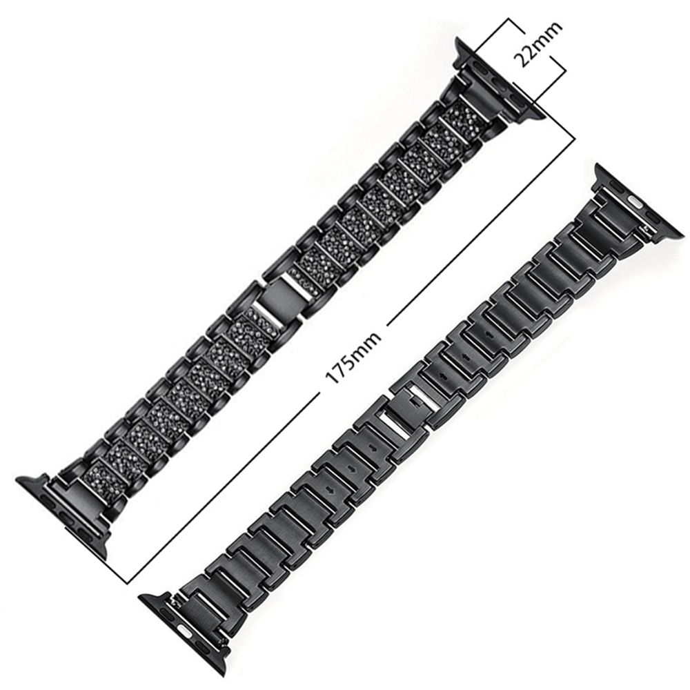 Dây Đồng Hồ Bằng Thép Không Gỉ Đính Đá Thời Trang Cho Iwatch 38mm 40mm 42mm 44mm