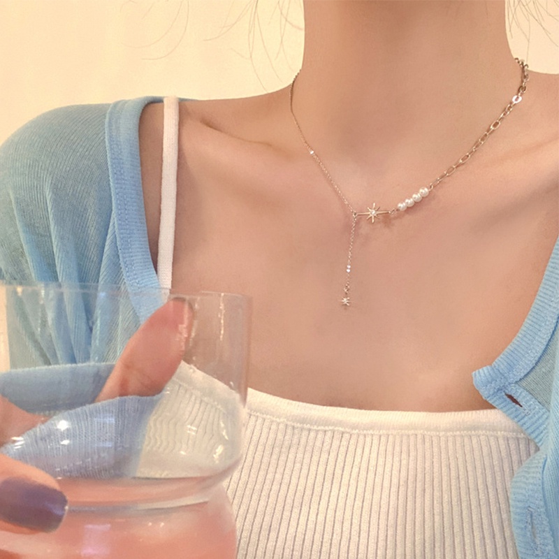 Vòng cổ mặt ngôi sao phối ngọc trai giả thời trang