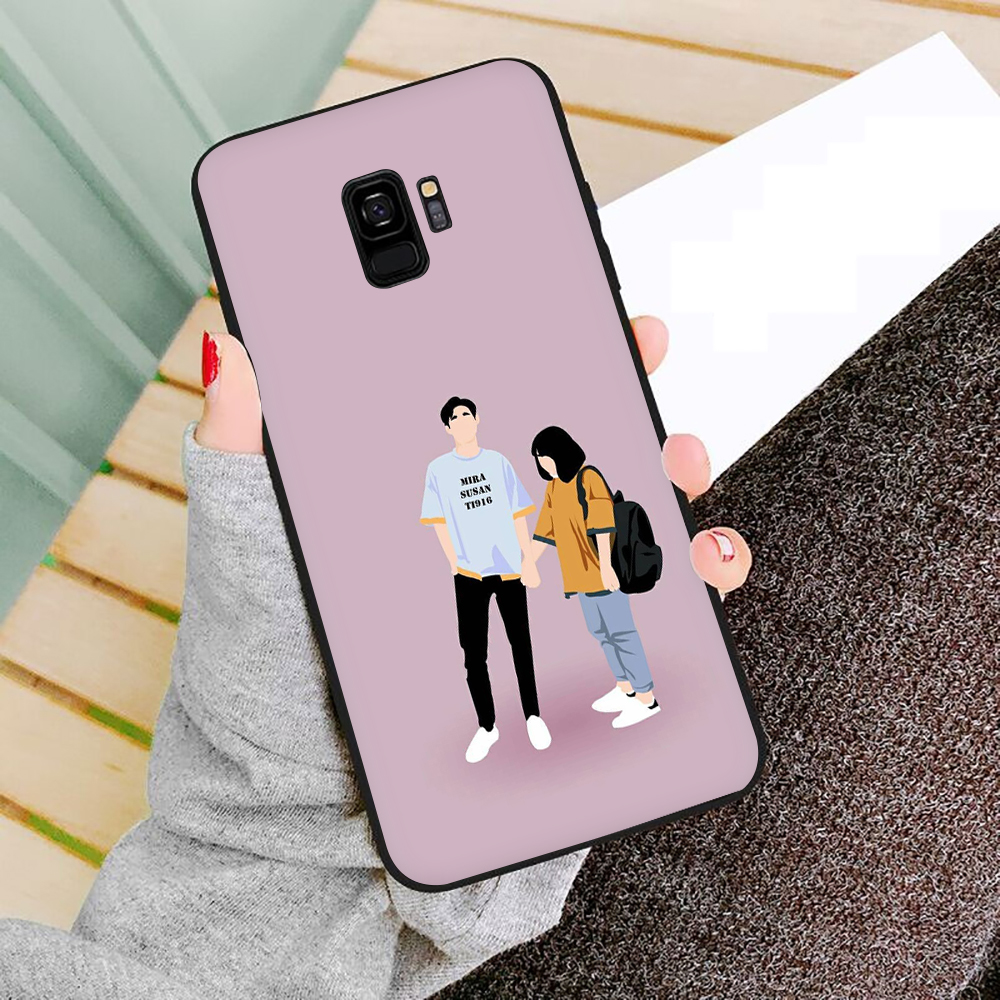 Ốp Điện Thoại Tpu Mềm Chống Rơi Màu Đen Thời Trang Hàn Quốc Cho Samsung S7 S8 S9 S7 Edge S8 Plus