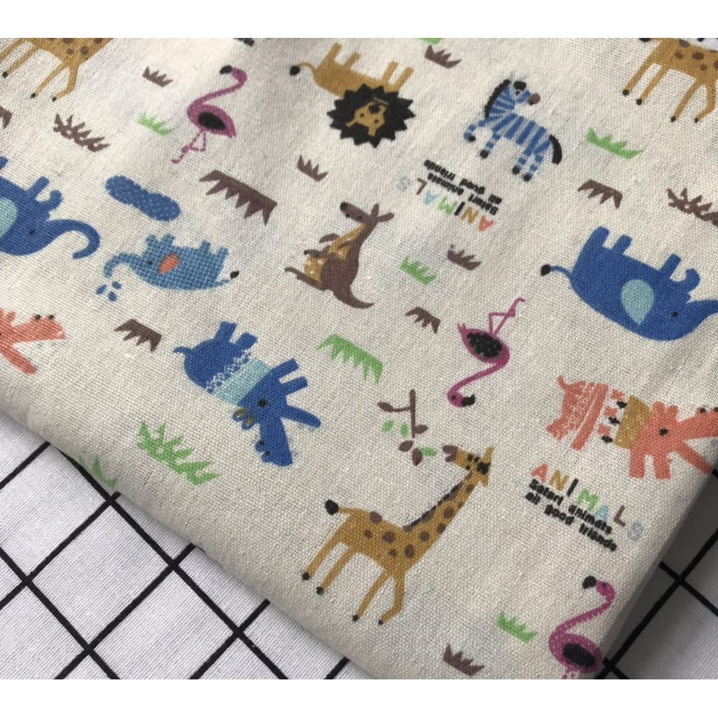 Vải linen họa tiết Động vật V-H04