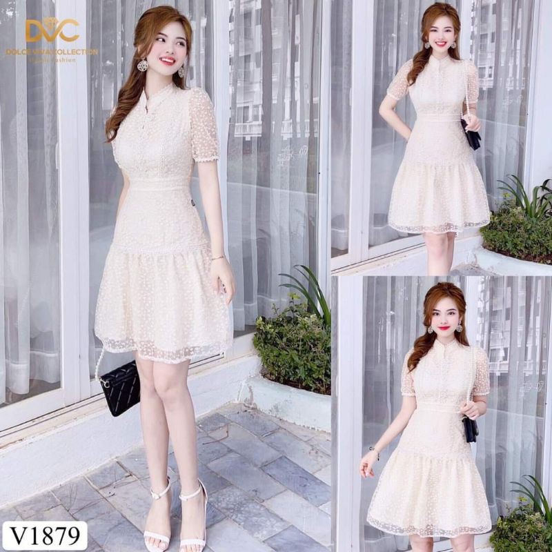 [VÁY ĐI TIỆC CAO CẤP] Váy ren kem thiết kế | BigBuy360 - bigbuy360.vn