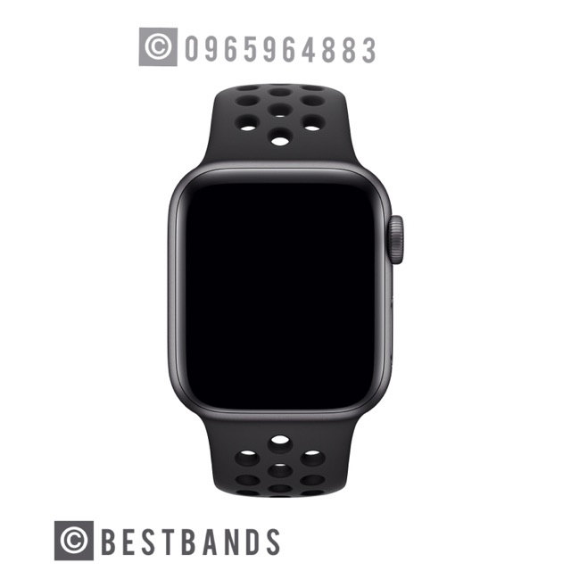 Dây cao su Nike cho Apple watch- hàng hãng bóc máy (Anthracite/Black )