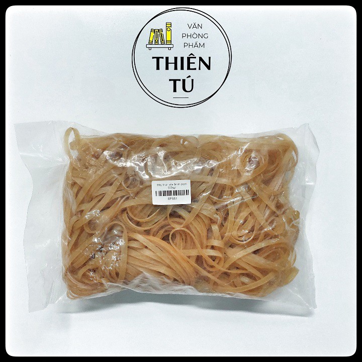 Dây Thun Bản Lớn 5mm, Dây chun bản to bịch 500g, Dây thun tròn cột hàng, Dây thun Hiệp Thành khổ 5 ly đường kính 70mm