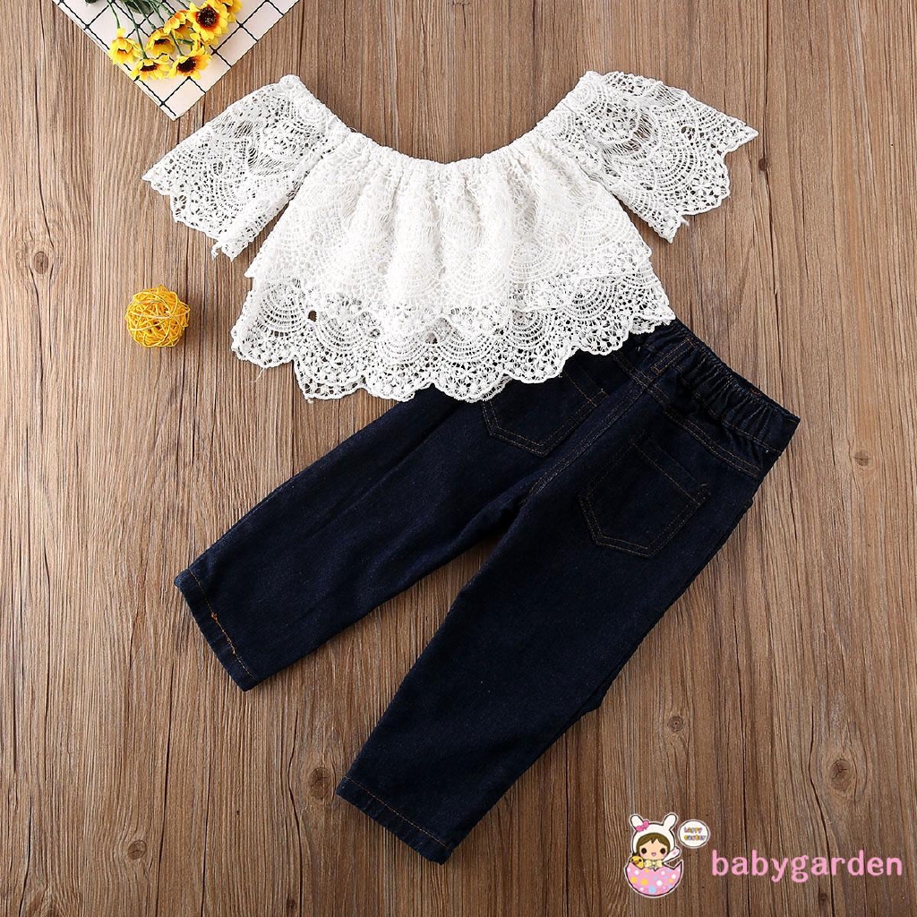 Set quần jeans áo kiểu xinh xắn dành cho bé gái