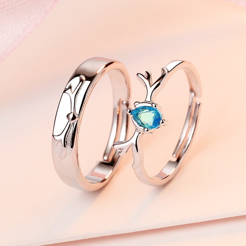 Nhẫn đôi Cặp nhẫn bạc 925 Bạc Cổ Điển Có Thể Điều Chỉnh Kích Cỡ cho cặp đôi