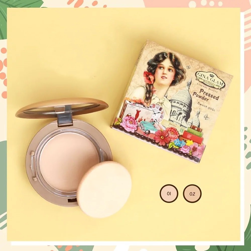 Phấn Phủ Gina Glam Che Phủ Tốt , Kiềm Dầu , Bền Màu Gina Glam Pressed Powder Sweet Girls