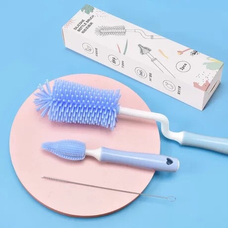 Bộ cọ rửa bình sữa Silicone 3 chi tiết cho bé