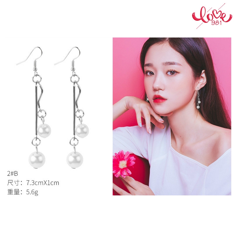 [Mã FASHIONT4WA2 giảm 10K đơn 50K] Bông tai đính ngọc trai thiết kế mặt tròn dáng dài thời trang cho nữ