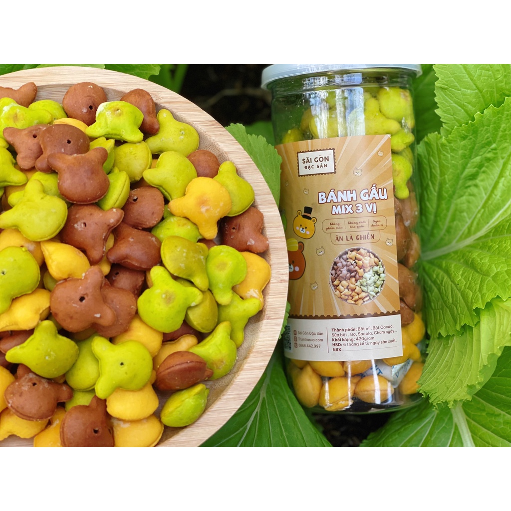 Bánh gấu nhân kem mix 3 vị Thiên Hồng Loại Đặc Biệt Ngon 420g Đồ Ăn Vặt Sài Gòn Đặc Sản