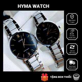 Đồng hồ nam nữ dây thép mặt đen Casio VT01D-1BUDF Bảo hành 1 năm Hyma watch