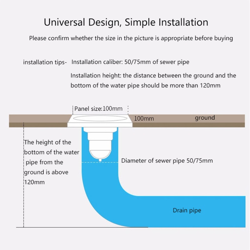 Nắp Chặn Cống Thoát Nước Sàn Nhà Tắm Bằng Đồng Thau Hình Vuông Chống Nghẹt