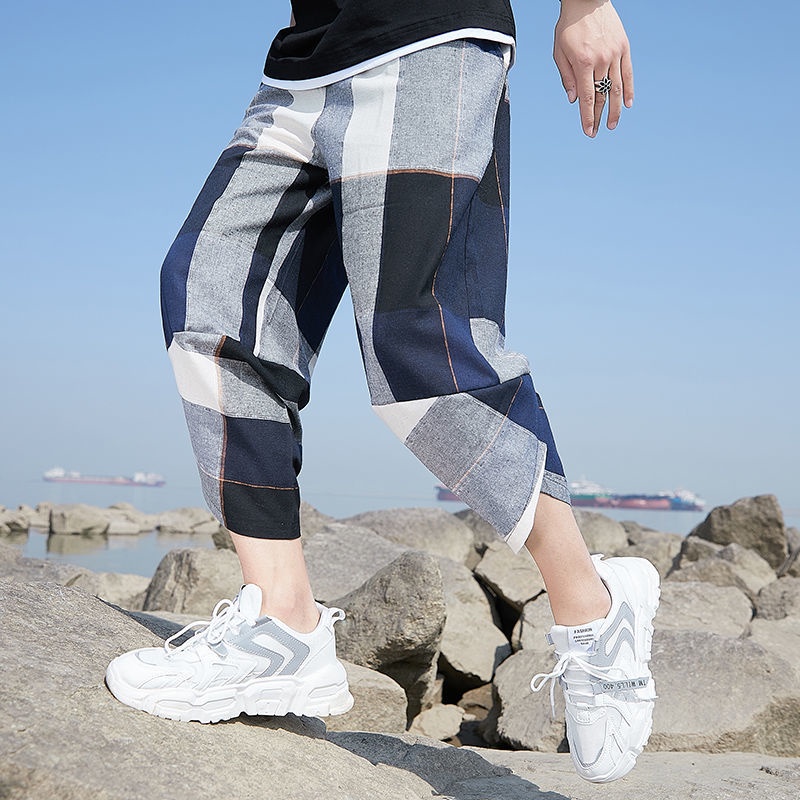 Quần Thể Thao Vải Lanh Cotton Ống Rộng Size Lớn Thời Trang Nam