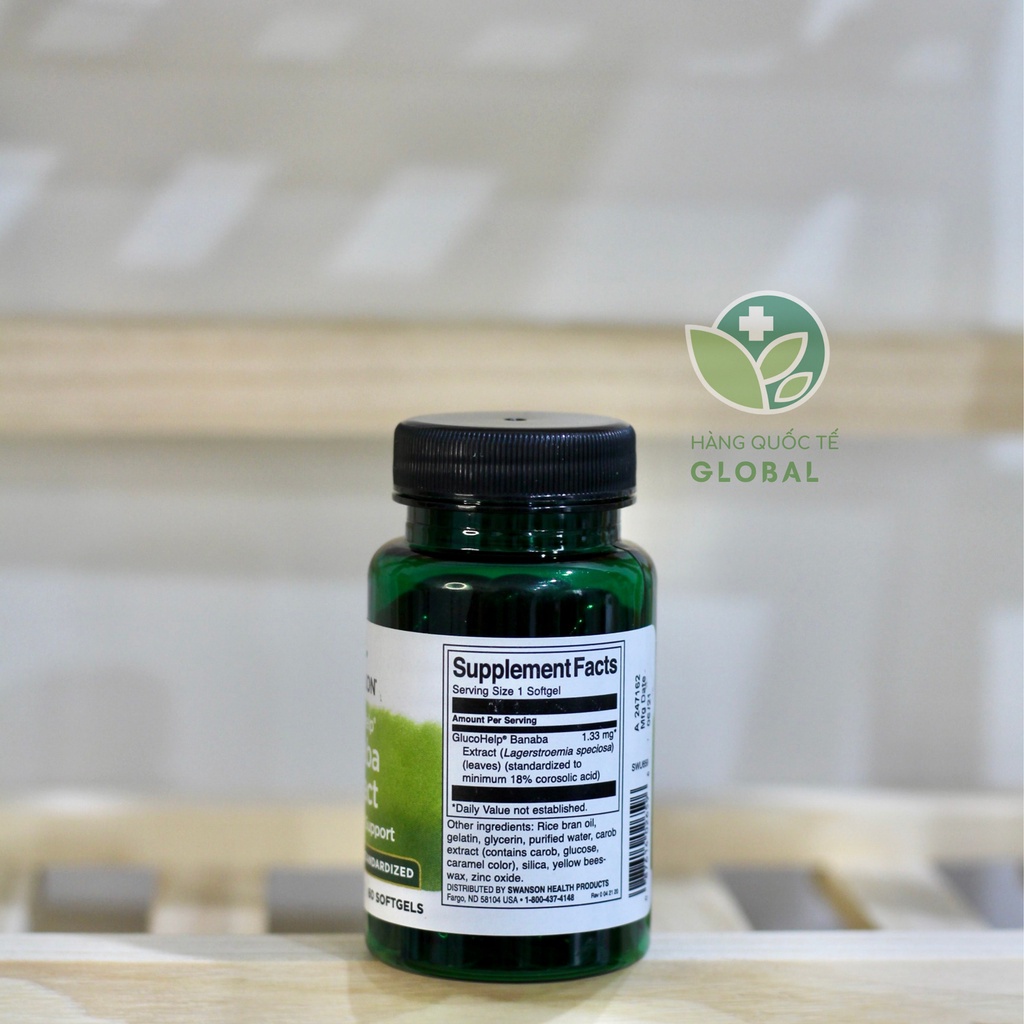 SWANSON BANABA EXTRACT, 60 viên, Hỗ trợ tiểu đường, chuyển hóa glucose