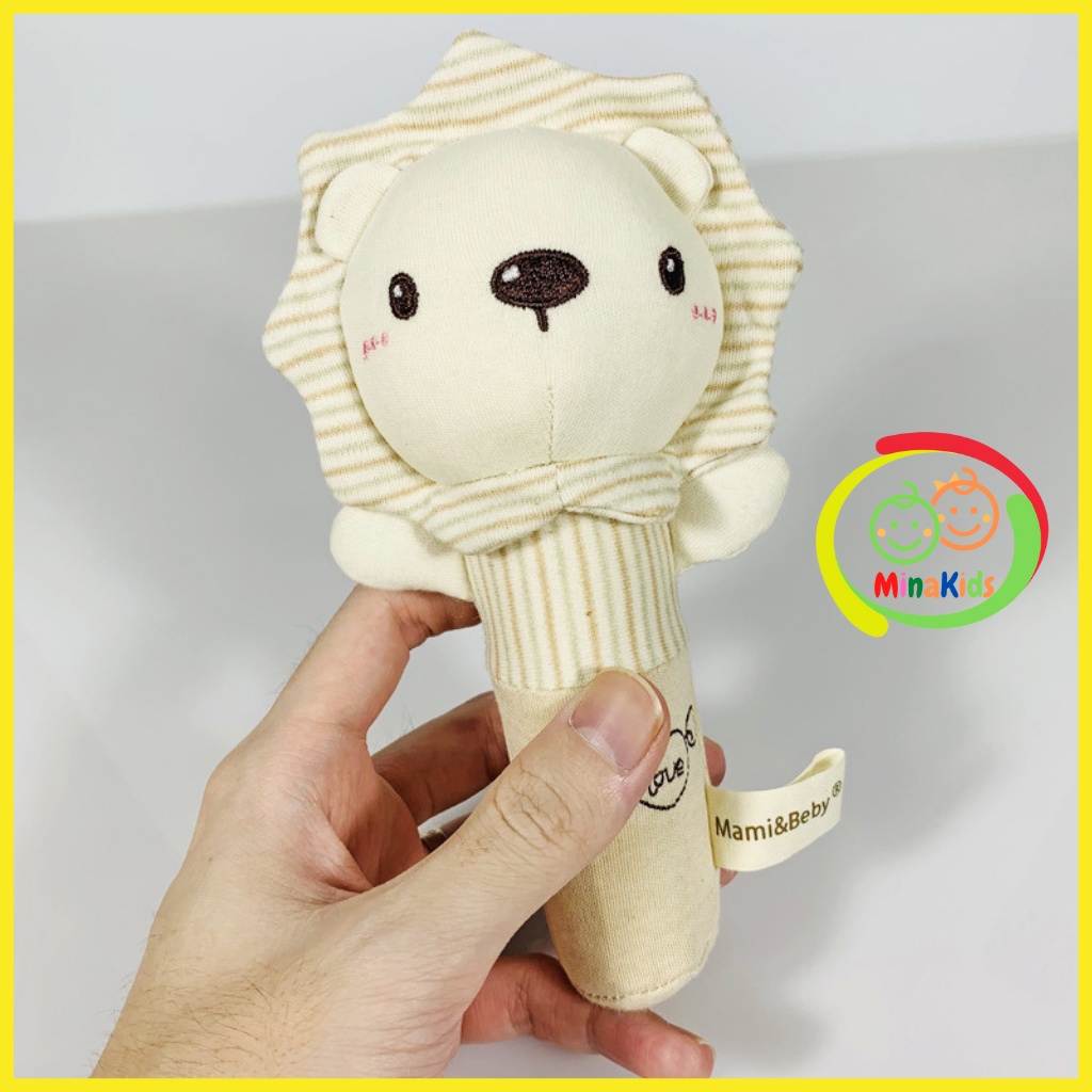 Thú Nhồi Bông Lục Lạc Xúc Xắc Cầm Tay Đồ Chơi Cho Bé Sơ Sinh MamiBeby 100% Cotton Organic An Toàn Cho Bé TCT21