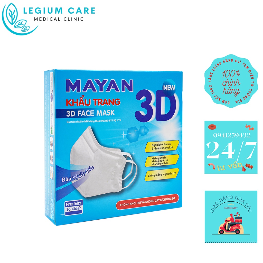 Khẩu trang Mayan PM2.5 thiết kế 3D ôm sát chất lượng cao - hộp 10 chiếc